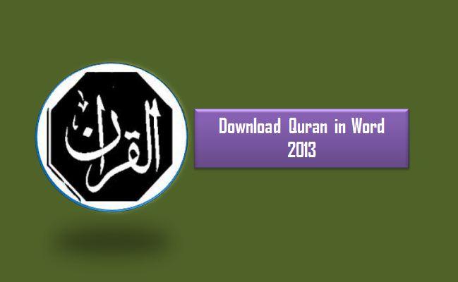 Download Quran in Word 2013